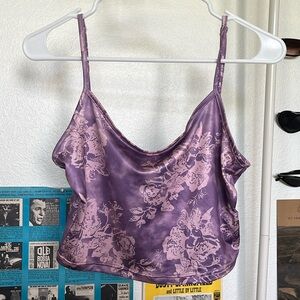 floral purple cropped tank top